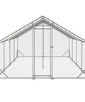 Walk-In Metal Chicken Coop With Waterproof UV Cover, Spacious 10 ft L by 26 ft W by 6.56 ft H Poultry Run House, front view