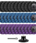 31 Pc 2 Inch Diamond Sanding Discs Set With Pro Grade Quick Change Roll Lock Holder For Die Grinder Surface Prep, Purple, Blue, Black