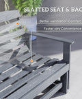 Close-up of slatted seat and back on a Two Person Outdoor Glider Bench for backyards and patios in weather-resistant HDPE distressed gray.