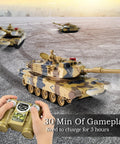 1/24 Scale RC Tank With Smoke Lights And Sounds Remote Control Battle Vehicle For Boys 2.4GHz US M1A2 Abrams Military Toy