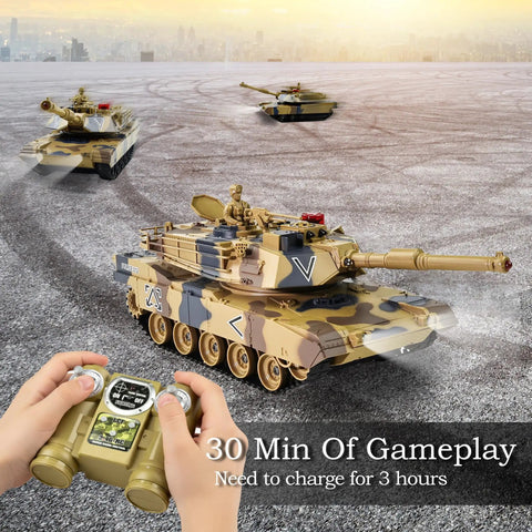 1/24 Scale RC Tank With Smoke Lights And Sounds Remote Control Battle Vehicle For Boys 2.4GHz US M1A2 Abrams Military Toy