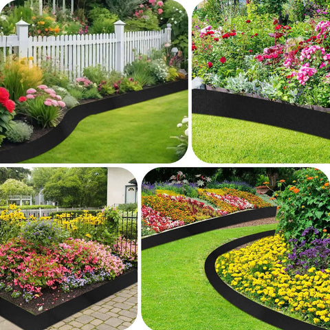 2 Pack Felt Mulch Roll For Landscaping 120 Inch By 5.9 Inch Cuttable Garden Edging Border With 20 U Shaped Stakes Weed Barrier Mat