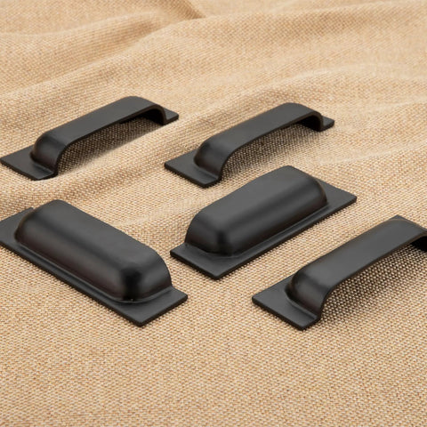 Solid Cast Iron Bin Pulls Three And Three Quarter Inch CTC Pack Of Five Black Beefy Build Heavy Duty Vintage Style Cabinet Drawer Handles