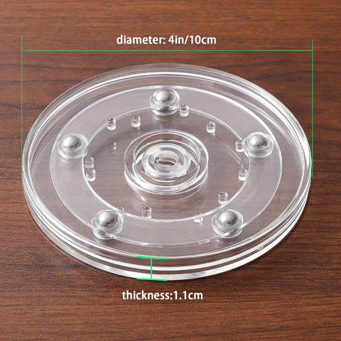 Two Pack 4 Inch Clear Acrylic Lazy Susan Turntable Set With Ball Bearing 360 Degree Rotation For Decorating Spices, Cabinets, Cakes And Crafts Durable Spinning Tray For Kitchen Organizer