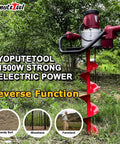 Beast Mode 1500W Electric Post Hole Digger With 6 Inch Auger Bit for Fence Posts Decks Tree Planting shown in a forest.