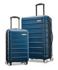 Samsonite Omni 2 hardside expandable luggage two-piece set in Lagoon Blue with spinner wheels, front view