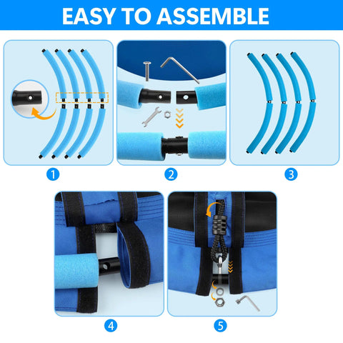 Assembly instructions for 40 Inch Saucer Tree Swing With 600 Pound Capacity Includes 2 Straps And Carabiners Pillow Waterproof 900D Oxford Seat Steel Frame For Kids And Adults Backyard Blue