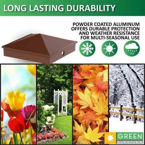 Brown 4x4 Aluminum Pyramid Post Cap Cover 12 Pack Fits True 3.5 x 3.5 Nominal Wood Posts Outdoor Waterproof