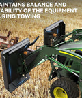 Universal Skid Steer Quick Tach Conversion Adapter Weld On Bobtach Box Plate mounted on tractor in field