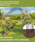 7Ft Heavy Duty Metal Garden Arch Arbor For Weddings And Outdoor Decor Rugged Black Arbor Archway With Ground Stakes