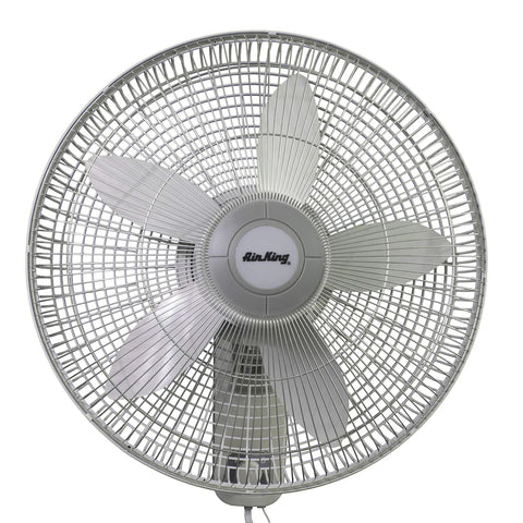 Commercial Grade 18 Inch Oscillating Wall Mount Fan With 3 Speed 120V Heavy Duty Metal Front Grill Impact Resistant Plastic
