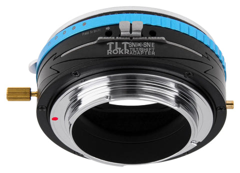 TLT ROKR Tilt Shift Lens Mount Adapter for Sony Alpha E Mount from A Mount and Minolta AF Lenses, all-metal adapter shown front view