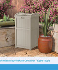 Hideaway Outdoor Trash Can With Lid 30 Gallon Weather Resistant Resin Bin With A Wicker Style Look for Patio and Yard