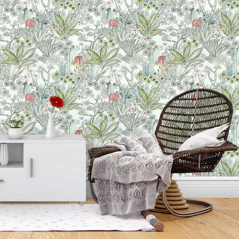 Room with Boho Floral Peel And Stick Wallpaper Self Adhesive Contact Paper Waterproof For Bathrooms And Cabinets Removable Boho Chic Botanical Wall Covering 17.7 X 590.4 Inches