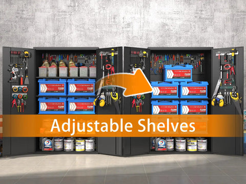 72 Inch Wide Heavy Duty Metal Storage Cabinet On Wheels Lockable Black Garage Cabinet 4 Adjustable Shelves Beefy Steel