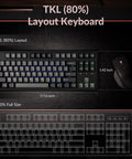 Premium TKL Wired Hall Effect Mechanical Keyboard Featuring Magnetic Switches Adjustable Actuation display with size reference.
