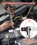 Heavy Duty 10 Piece Breaker Bar Set Featuring 180 Degree Swivel Head with mechanic using it for auto repair.