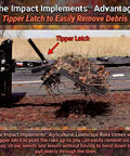 62 Inch Agricultural Landscape Rake With Tipper Latch And Spring Steel Tines lifting field debris