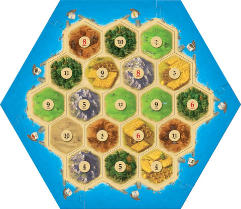 Premium Island Settlement Building Strategy Board Game For Families And Crew Ages 10 Plus Master Resource Trading Expand Territories game board with hexagonal terrain tiles.