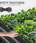 Galvanized Raised Garden Bed Kit 8x4x2 Ft Large Metal Planter Box With Gloves Safety Rubber and Support Rods shown with plants