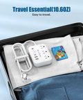 US To Europe Travel Plug Adapter With 4Ft Extension Cord Not For UK packed in suitcase with clothes