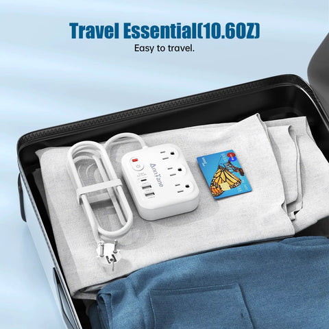 US To Europe Travel Plug Adapter With 4Ft Extension Cord Not For UK packed in suitcase with clothes