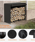 Adjustable Firewood Rack With Weatherproof Cover for Indoor and Outdoor Use, 48-inch, holding quarter face cord, modular design.