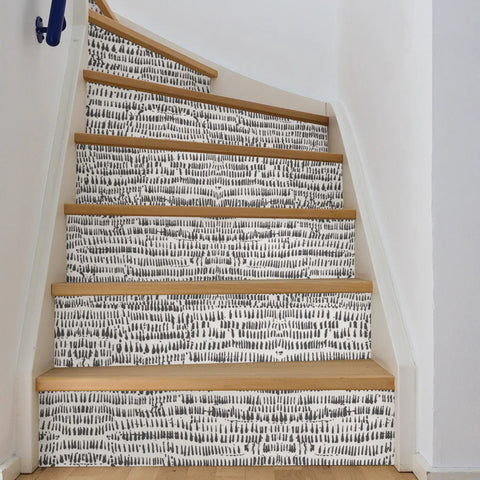 Peel And Stick Grey Speckle Brushstroke Wallpaper For Easy Diy Decor on stair risers, repositionable and removable