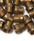 Beefy Brass Garden Hose Adapter Fits Three Quarter Inch Female Hose Thread To Three Quarter Inch Male Thread Or Half Inch Female Pipe Thread Heavy Duty Hose Fittings Pack Of 150 in a pile