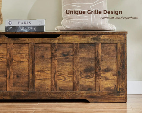 Extra Large Wooden Storage Bench With Seat Lid, Rustic Brown Entryway Organizer And Blanket Box, Super Spacious Furniture To Hide Your Daily Gear While Adding Major Cozy Vibe And Practical Charm