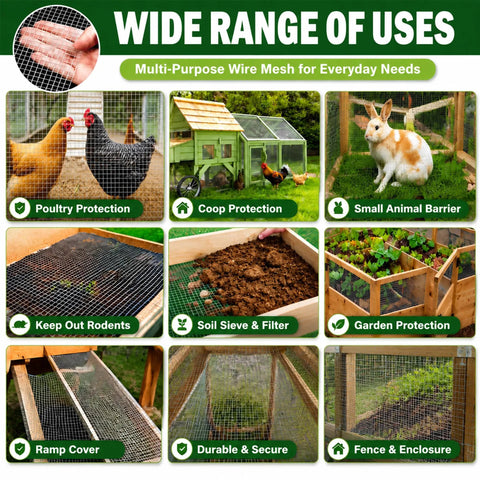 Heavy Duty 304 Stainless Steel Hardware Cloth 1/2 Inch 20 Gauge Welded Mesh Chicken Wire Fencing for poultry protection and coops.
