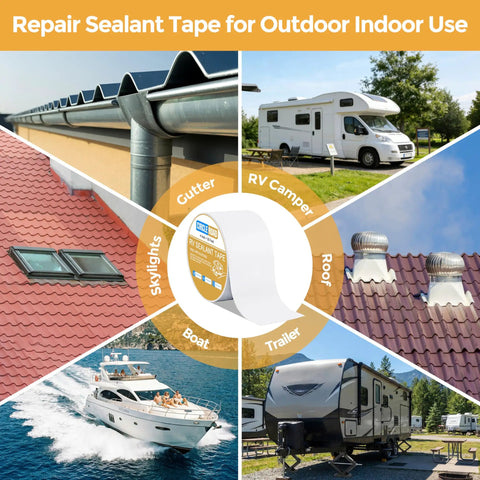 Heavy Duty RV Roof Tape 4 Inch By 50 Feet Butyl Sealant For Camper Leaks UV Resistant Weatherproof Patch for outdoor use