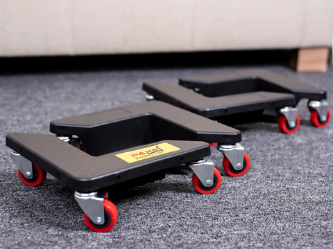 Heavy Duty Furniture Caster Set With 3 Wheel Low Profile Design For Easy Moving, featuring 2 inch swivel casters on molded plastic frames.