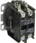 Compact Yet Heavy Duty Definite Purpose Contactor With 40A Inductive Rating, 24VAC Coil, front view.