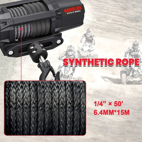 Trail Boss 6000 Lbs UTV Winch Waterproof Electric Recovery Beast With Fifty Foot Synthetic Rope Wireless Remote Off Road Rig And Heavy Duty Mounting Plate Included