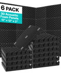 Kick The Echo With These Six Black Egg Crate Acoustic Foam Panels Measuring 12 By 12 By 2 Inches For quick peel and stick sound dampening tiles stacked.