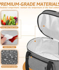 Open insulated double-layer travel bag with spill-resistant exterior and durable handles for 6 to 8 quart oval crock pot.