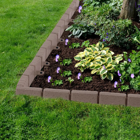 No Dig Garden Edging Kit 16 Feet With Interlocking Sections 2.75 Inch Height Decorative Lawn Border along flower bed