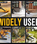 Cordless Leaf Blower 550 CFM 150 MPH Turbo Power With Dual 4.0Ah Batteries And Fast Charger Lightweight Handheld Electric Blower in various cleanup scenarios.