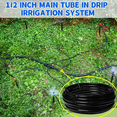 Half Inch Drip Irrigation Tubing For Garden And Landscape Main Line Hose Thick Three Millimeter Wall 50 Feet in garden setup