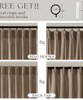 Farmhouse Tan Brown Linen Curtains 102 Inches Long 2 Panels With Pinch Pleat Drape Hooks And Rings For Track System