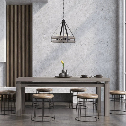 Modern Farmhouse Pendant Chandelier, 4 Light, 24 Inch, Adjustable Height, Open Cage Design, kitchen island lighting