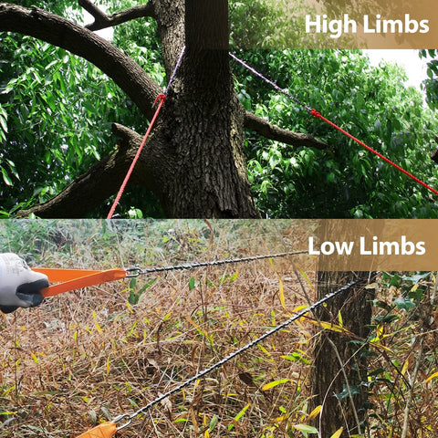 Rope Saw For Tree Limbs 55 Inch Pocket Chainsaw Kit cutting high and low tree limbs