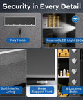 Heavy Duty Steel Home Safe Box 3.0 Cu Ft With LED Light, 6 Locking Bolts, Electronic Fireproof Safe with internal features