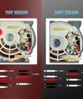 JIAXINPRO 2HP air compressor motor dual-panel wiring diagram: 115V left, 230V right with labeled terminals