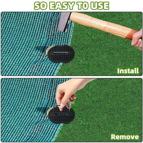 Installation and removal of Heavy Duty Galvanized Steel U Shape Garden Stakes And Fixing Gasket Sets For Weed Fabric And Sod Turf Pins