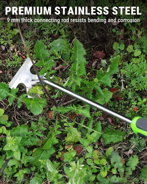 15 Inch Weed Puller Tool With 6 Tine Deep Root Remover Stainless Steel Hand Weeder With Ergonomic Soft Grip pulling dandelions