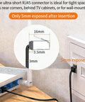 5mm low-profile installation of 2-Pack Cat6 Ethernet Cables, Ultra Slim Flat Patch Cord, 15cm Short Length in wall socket