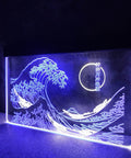 Great Wave Off Kanagawa LED Neon Sign Wall Art Dope Ukiyoe Vibe For Modern Rooms 16x24 Inches Blue And White Neon Light Decor