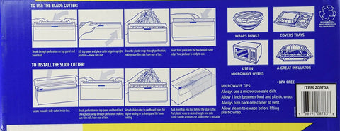 Instructions for using Pro Grade Plastic Food Wrap Roll With Extra Stretch And Strong Seal for kitchen and microwave use.